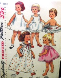 1563 SIMPLICITY TODDLER LINGERIE NITEGOWN, PANTIES, SLIPS, PETTICOAT 1955 PATTERN SIZE 2 UNCUT